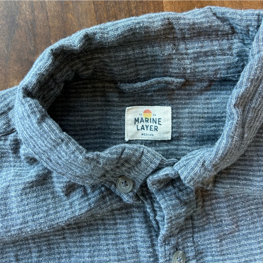 Marine Layer Men's Stretch Selvage Long Sleeve Button Down Shirt - Picture 2 of 4